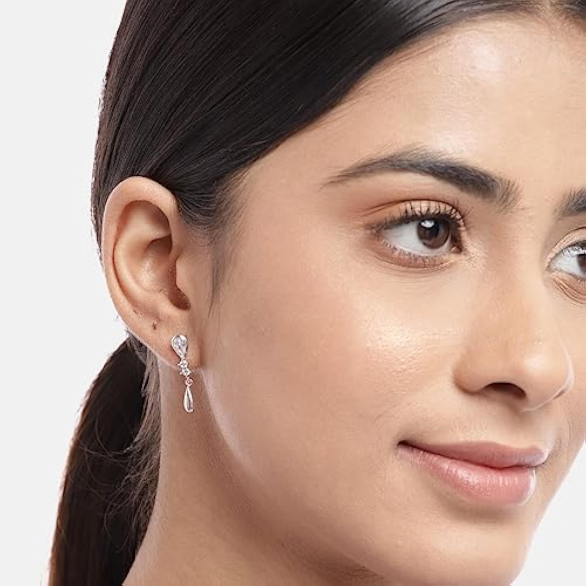 Women's 925 Sterling Silver Circular CZ Solitaire Drop Dangler Earrings